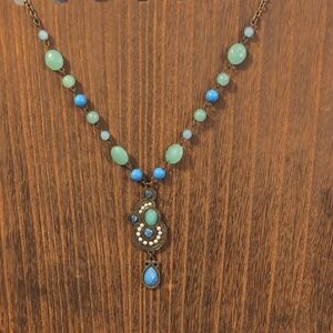 Elegant Green and Blue Beaded Necklace
